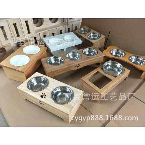 实木宠物餐桌木制陶瓷碗宠物碗架竹木猫脸餐桌竹制泰迪餐桌架