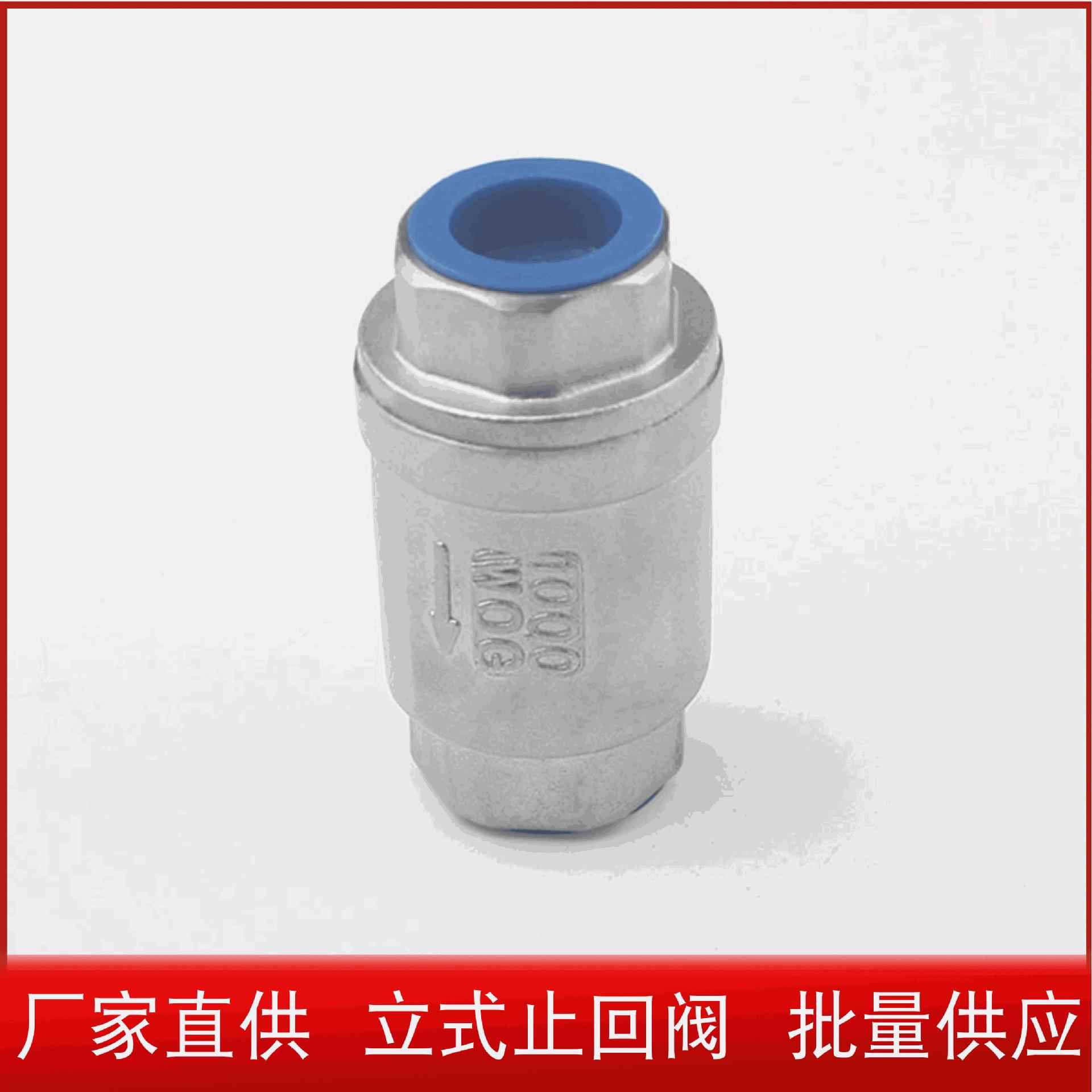 H12W-16P201/304不锈钢丝口止回阀弹簧升降式螺纹单向阀6分缓闭式