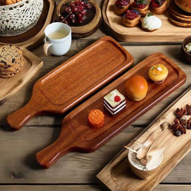 法式复古点心盘牛扒盘木质西式点心摆盘西餐专用盘子长方形牛排板
