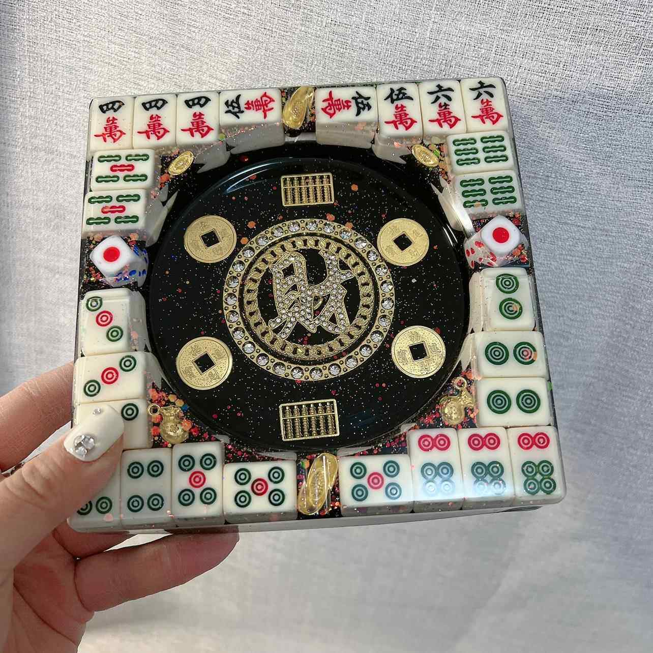 正品diy个性定制 客麻将大号卧烟灰缸 滴胶成品手工财发创意礼物