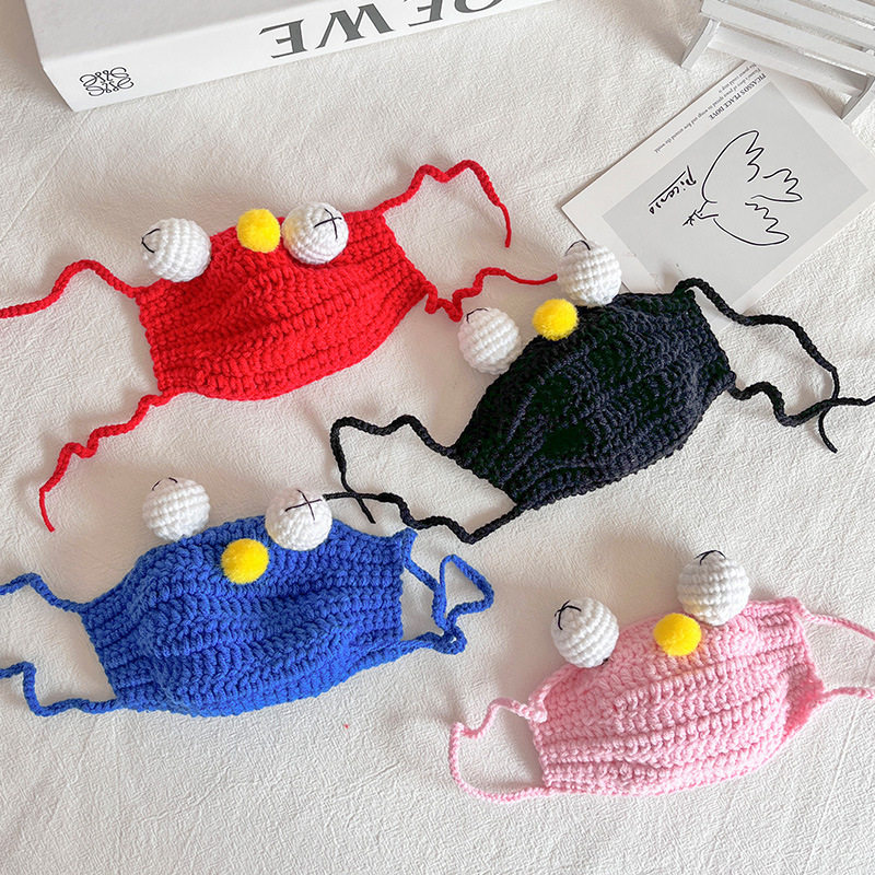 儿童款可爱口罩搞笑大象青蛙搞怪毛线编织沙雕口罩自制成品礼物