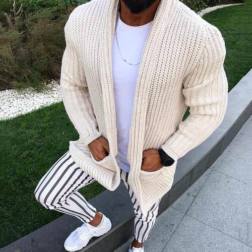 Knitted cardigan men's long sleeved sweater jacket sub