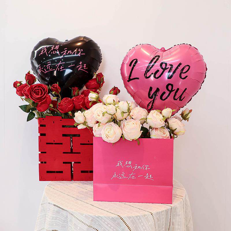 婚房布置装饰套装男女方主卧室酒店结婚新房喜字仿真花摆件玫瑰花