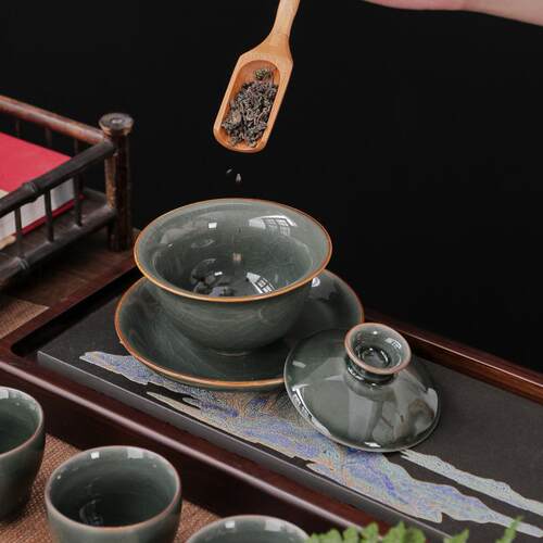 德化密釉功夫陶瓷茶具套装家用办公室会客轻奢泡茶器盖碗茶杯整套