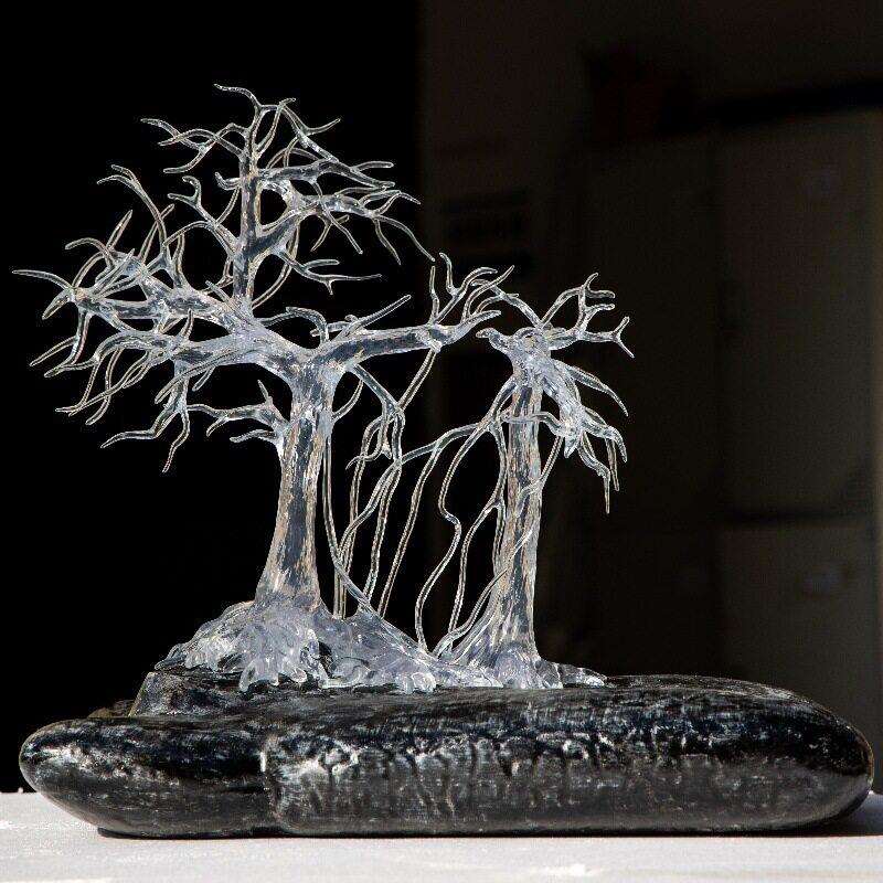 简约家居晶创意透明树脂雕塑摆件酒店样板房玄关客厅软装艺术品