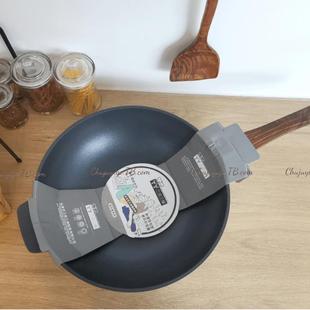 正品三叔婶安三吉拉不灶粘锅压铸无油烟炒锅平底锅气家用燃电磁炉