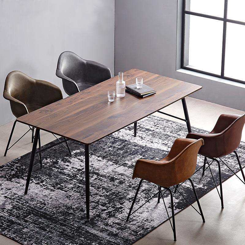 北欧铁艺餐桌椅工业风Loft美式方桌长方形复古会议桌工作台洽谈桌