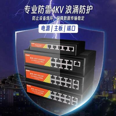 桢田48V国标poe交换机千兆带BT协议10口网络集线中继器GNT-1210ES