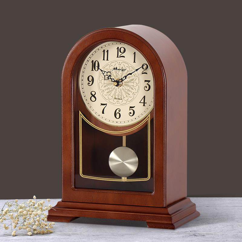 新中式实木座钟客厅简约静音台钟家用复古石英钟创意时钟装饰摆件