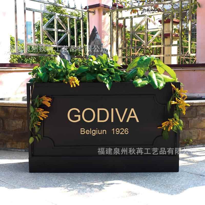 售楼部广场休闲吧铁艺花坛户外花箱组合园艺种植花槽外摆围栏花盆