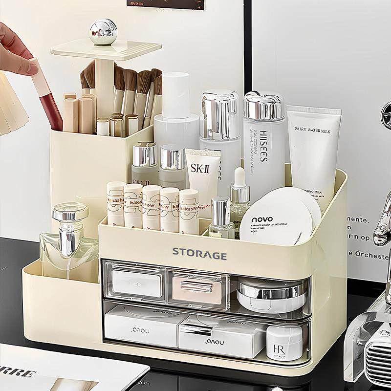 化妆刷盒眼影刷收纳盒护肤品置物架化妆刷收纳筒升降按压式防尘盒