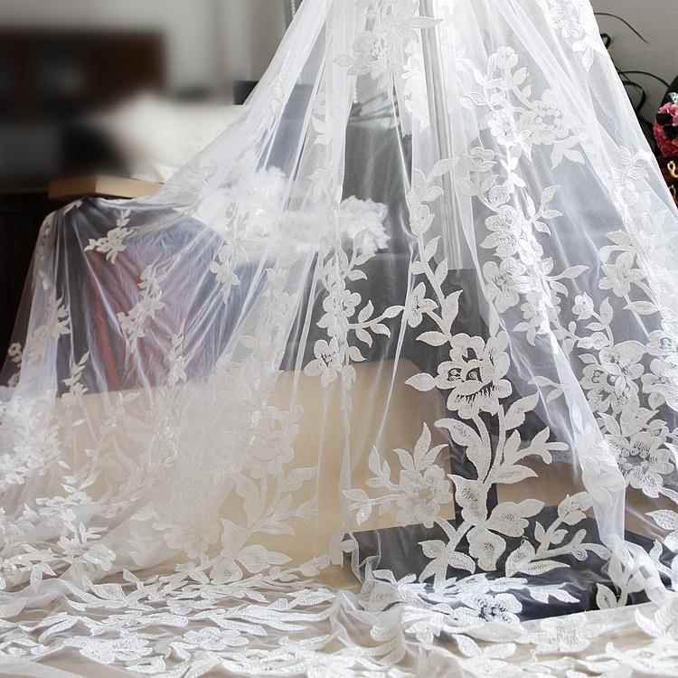 新款直销婚纱礼服装蕾丝花边辅料 婚纱头纱连衣裙DIY材料刺绣装饰