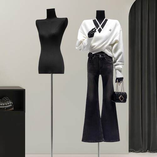 服装店黑色模特道具女装韩版平肩橱窗假人台人偶陈列道具展示架子