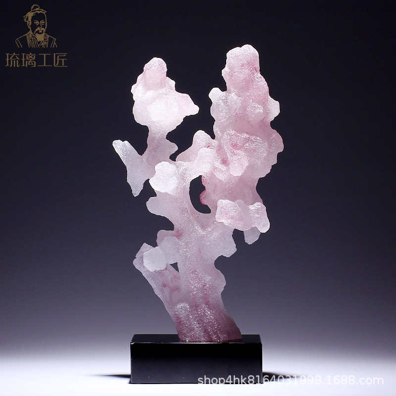 新中式抽象创意太湖石琉璃摆件样板间书房书柜电视柜酒店软装摆设