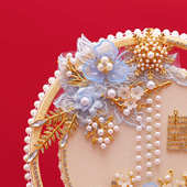 新娘喜扇diy手工新款 秀禾扇出嫁遮面超仙双面团扇礼品扇 长柄中式