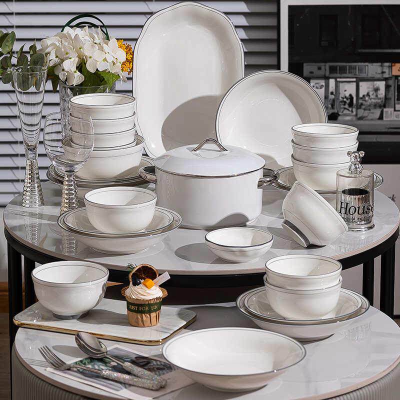 简约风碗碟餐具釉下彩健康陶瓷碗盘厨具套装组合批发家用碗盘碗具,餐饮具,碗,淘宝优惠券,粉丝福利购,淘宝优惠卷