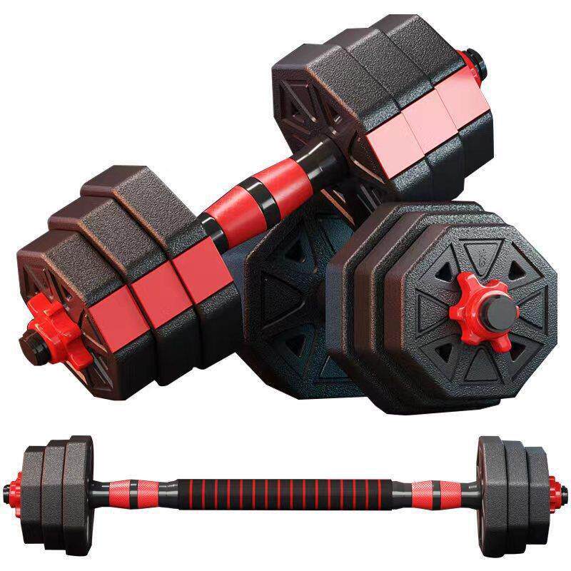 跨境八角环保哑 铃男士家用健身器材锻炼可调节套装组合杠壶 铃礼盒