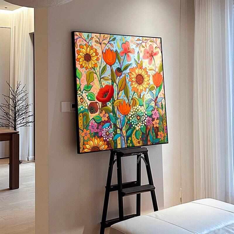南洋风花卉装饰画客厅现代抽象艺术挂画沙发背景墙挂画玄关挂画图片
