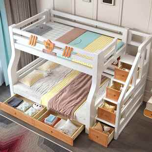 全实木上下床双层床043高低床子层儿童下两铺上樱桃木母床儿童房