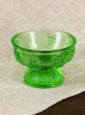 古法琉璃八吉祥供碗 净水杯 吉祥供水杯供杯