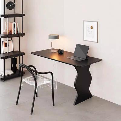 中古风实木工作书桌北欧简约书房设计师款电脑桌子卧室梳妆台家用