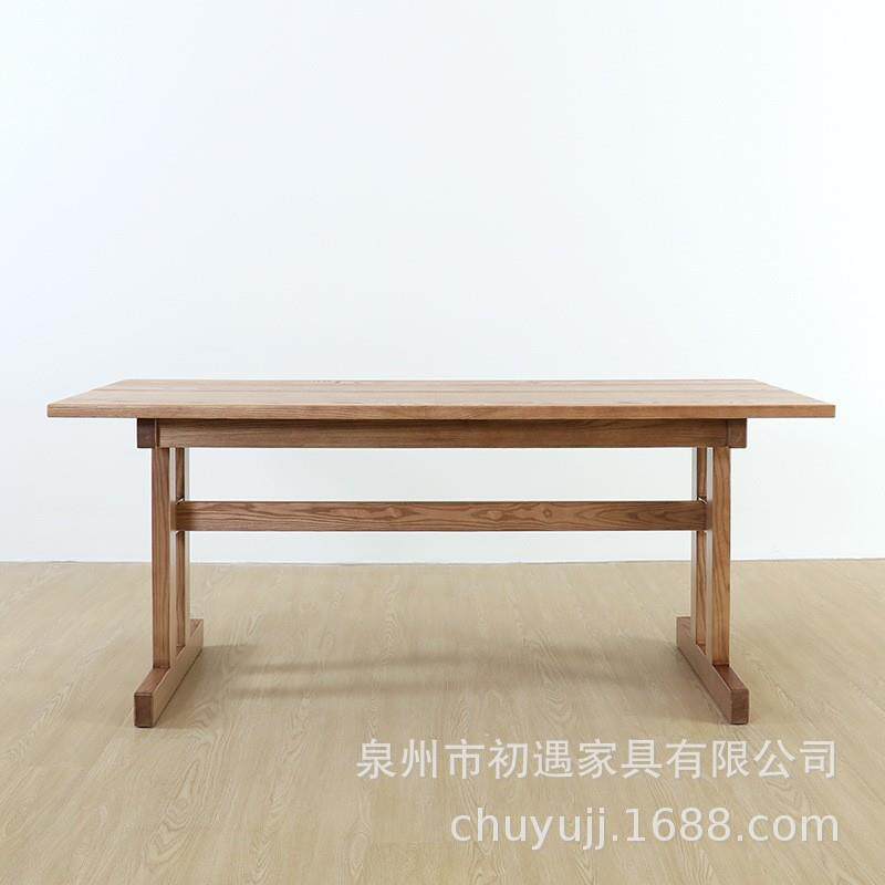 全实木餐桌克里菲亚日北式客XYL餐厅原木饭桌欧白木长方形简约蜡