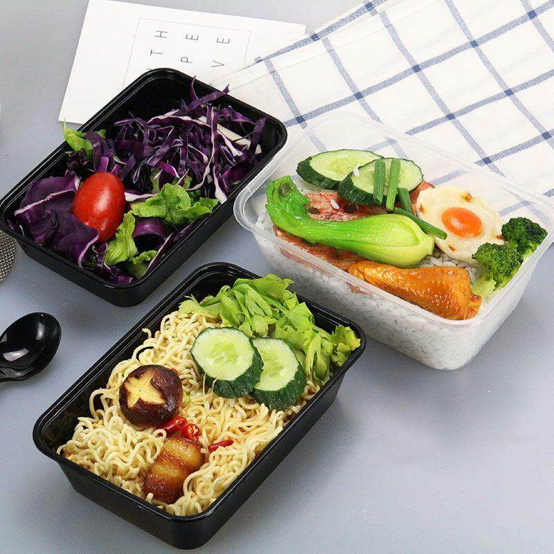 长形次性餐盒QSX透明方带盖加塑料外送快餐打包盒便当碗一商用厚