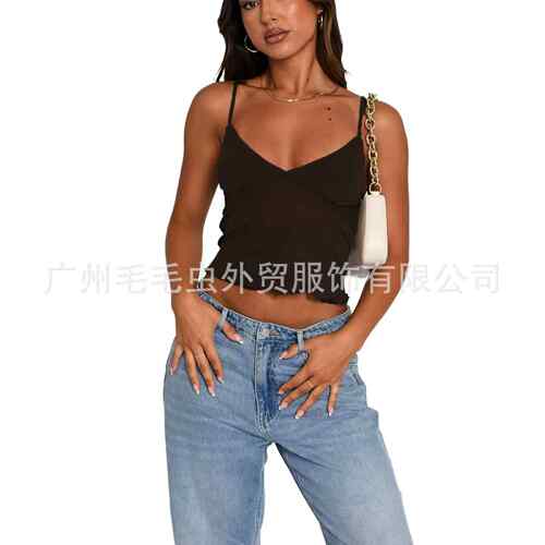 Women Camisole Spaghetti Straps V Neck Tulle Patchwork Slim