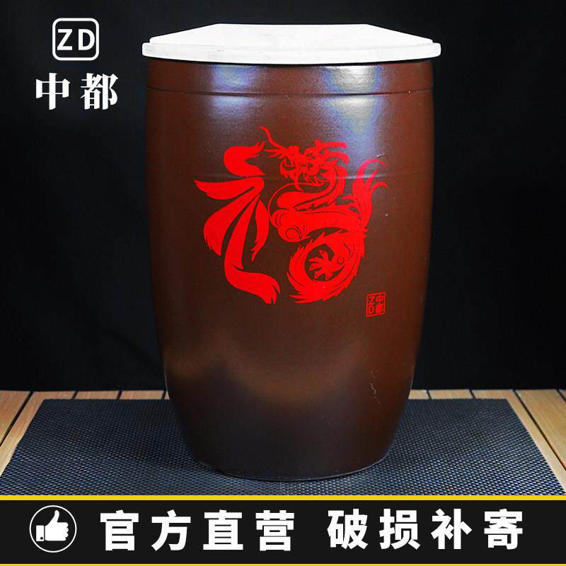 细陶睡莲缸大号老式陶瓷水缸家用储水用荷花盆栽缸养鱼庭院发酵缸