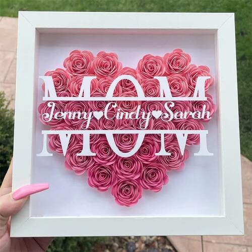 带有母亲节名字的个性化妈妈花影盒Flower Shadow Box With Name