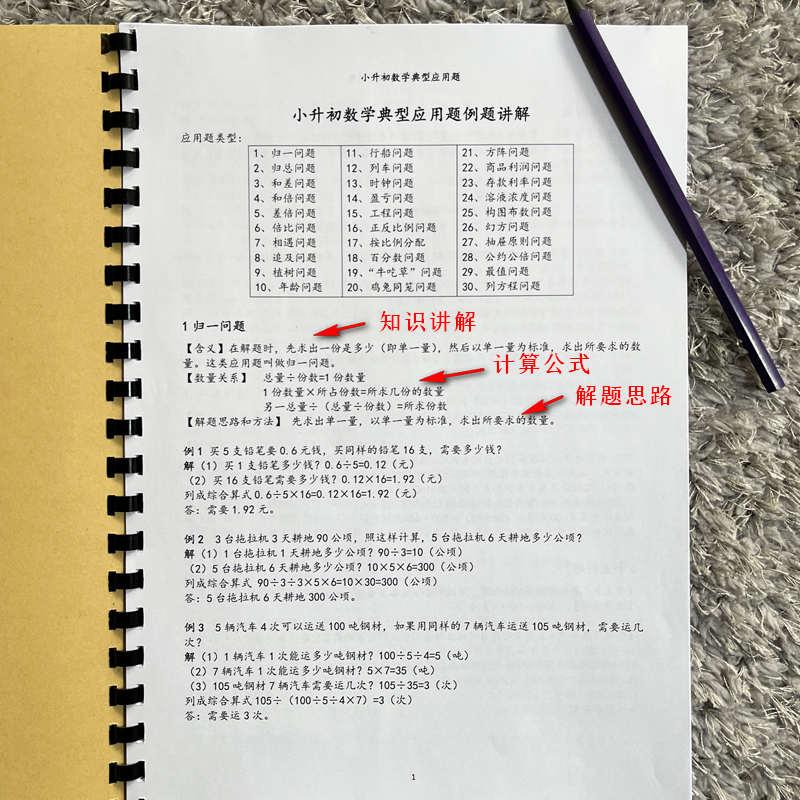 小升初数学典型应用题30种常见题型讲解计算公式答案详解练习题本