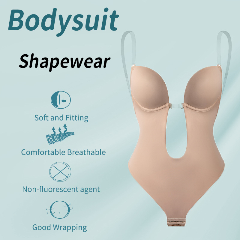 欧美跨境外贸Backless深V露背Plunge塑身Bodysuit连体衣Shapewear