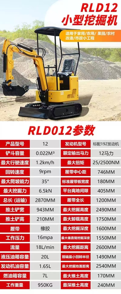全新新款12型微挖掘机配置见公告和描述厂家质保