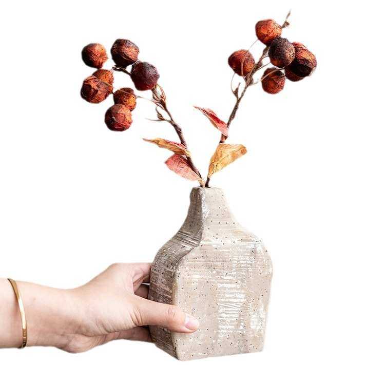 侘寂风日式玄关茶几小众花瓶 高级禅意复古艺术餐桌干花摆件,家居饰品,花瓶,淘宝优惠券,粉丝福利购,淘宝优惠卷