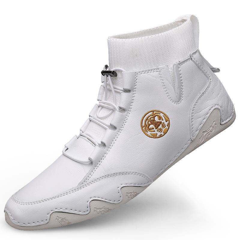 正品季男士真皮马丁靴高筒休闲 皮冬加绒保暖棉鞋英伦风秋运动豆