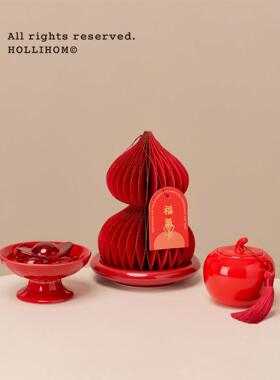 逅里 洒版红色葫芦件 书房茶室古架装饰摆酒柜玄金关高XLN级博布