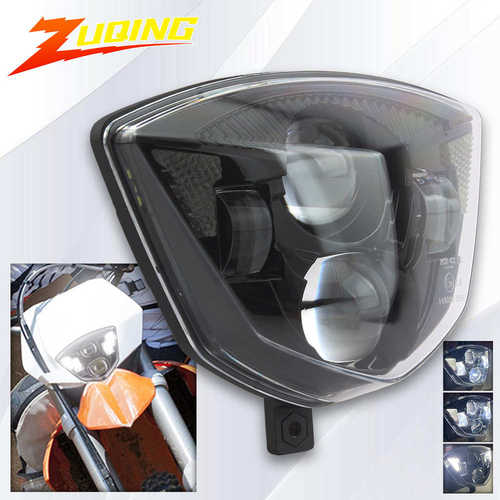 GAS双圆凸镜LED大灯 摩托车EC 250 250F 300F EX 300越野摩托灯芯