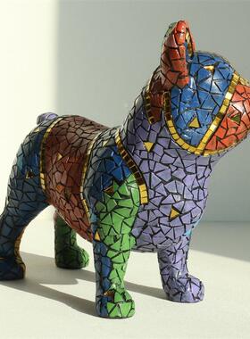 斗犬摆件创意狗雕像现代家客牛厅1玄居关酒柜公室桌面办动物装饰