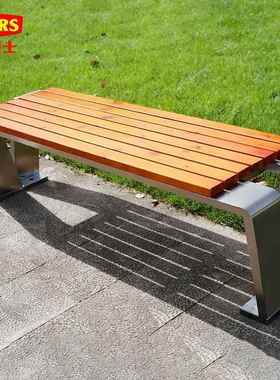 户外锈公园18869椅室外防腐木木不休闲铁座椅长椅庭院双人长钢条