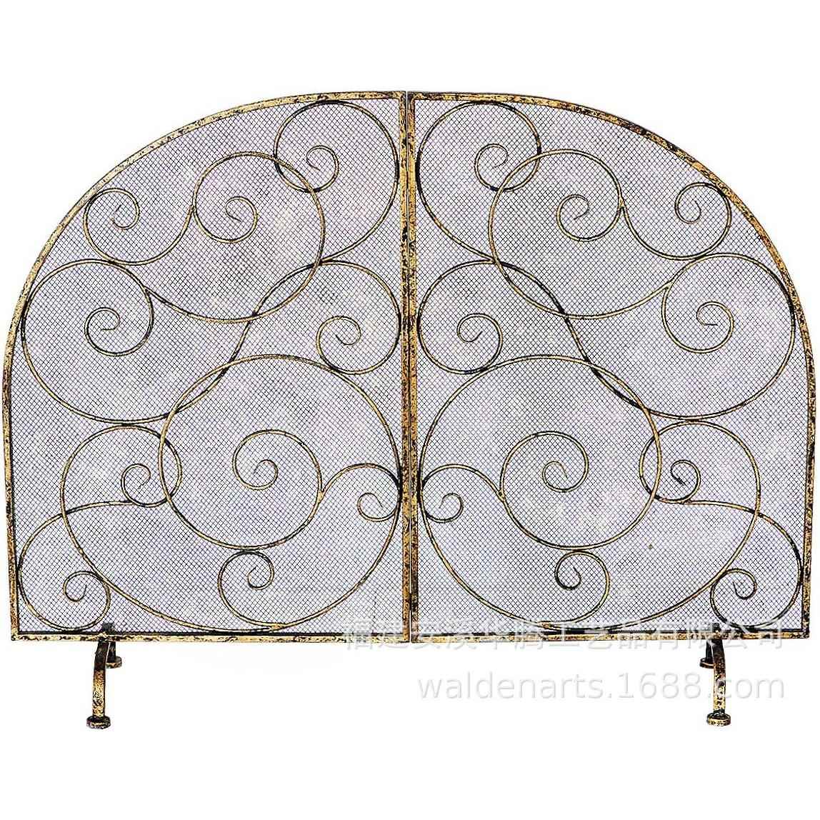 铁艺壁炉装饰隔断屏风家用取暖器带网防护栏欧式客厅壁炉防火栏