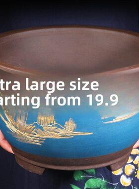 紫色粘土花盆，大花盆，阳台，蔬菜花盆，陶瓷，特大型，树木花盆