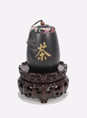 黑檀雕镂空整木木圆形花器瓶3269佛像底座木玉奇石摆件装饰底座托