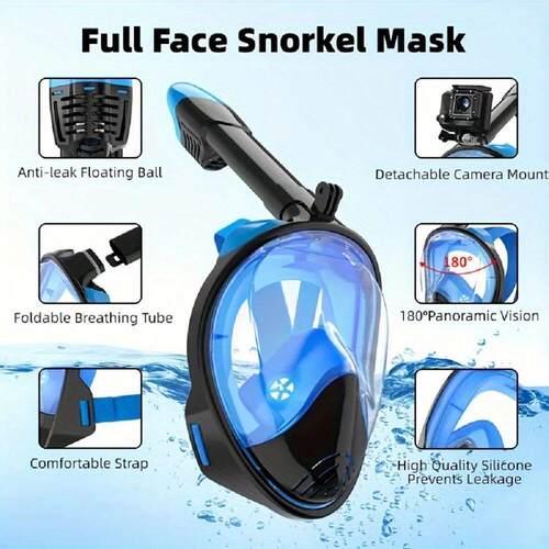 Full Face Snorkel Mask with Detachable Camera Mount,Snorkeli