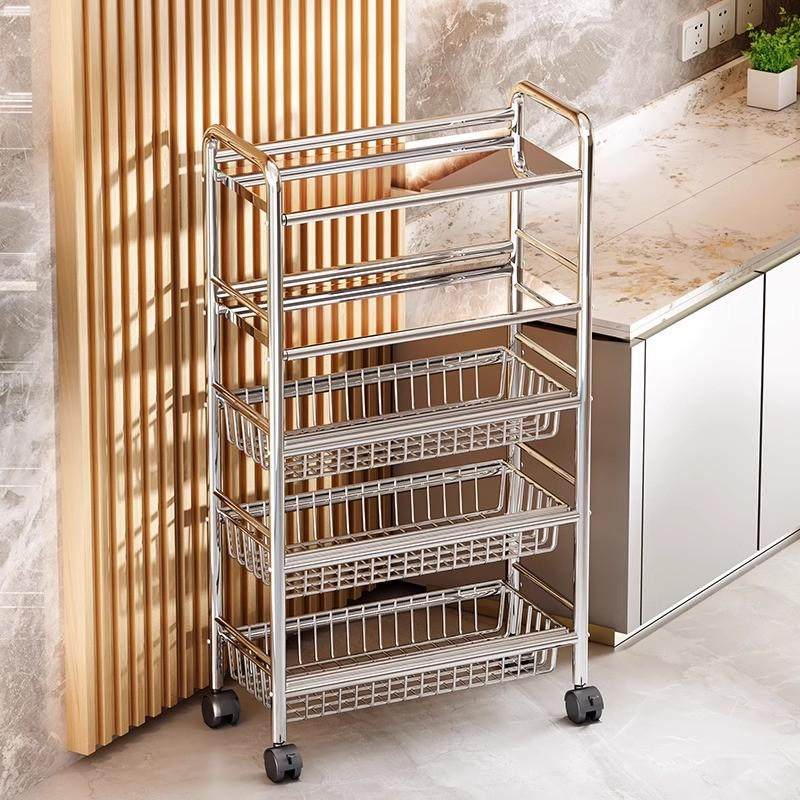 可移动置物架不锈钢厨房菜篮子多层落地放水果蔬菜多功能家用推车,厨房/烹饪用具,厨房抽屉置物架,淘宝优惠券,粉丝福利购,淘宝优惠卷
