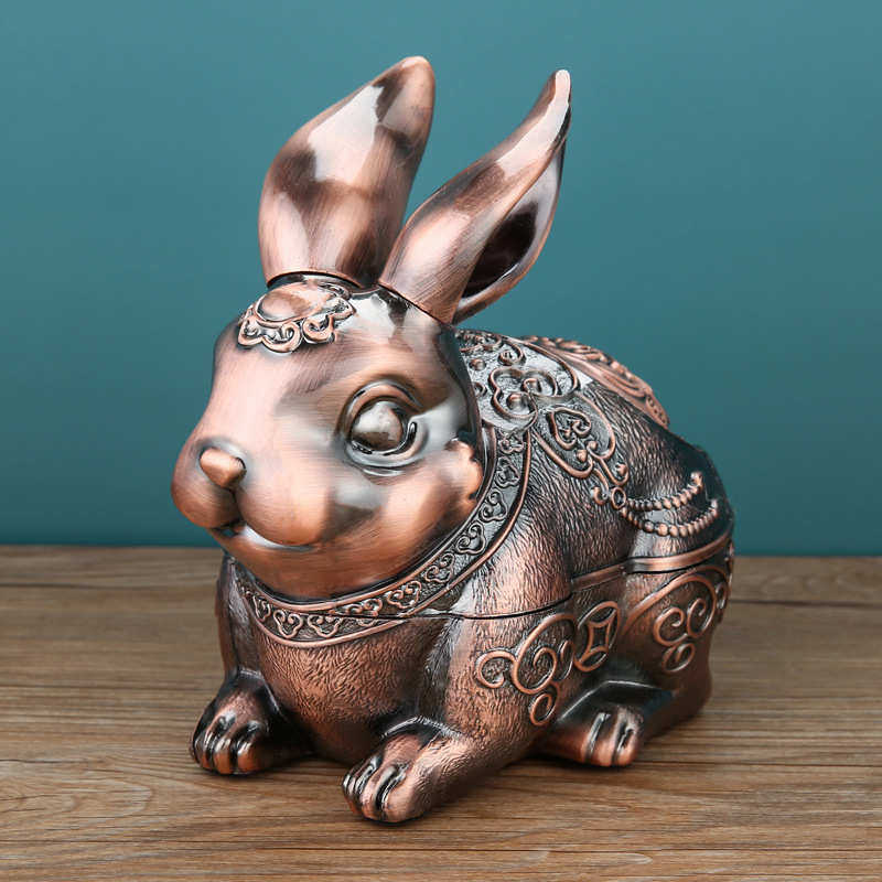 欧式烟灰缸家用客厅收灰缸金属轻奢复古时尚防飞灰带盖烟缸兔摆件,节庆用品/礼品,时尚烟灰缸,淘宝优惠券,粉丝福利购,淘宝优惠卷