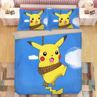 高档被罩皮卡床上可件套比卡丘丘被套宝梦被子床四单三件套学生4