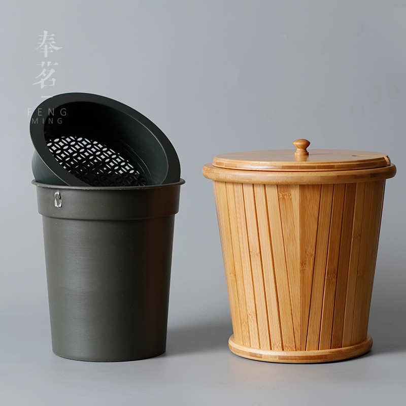竹制茶桶茶叶垃圾桶茶水桶茶渣废水桶茶具配件过滤茶桶楠竹