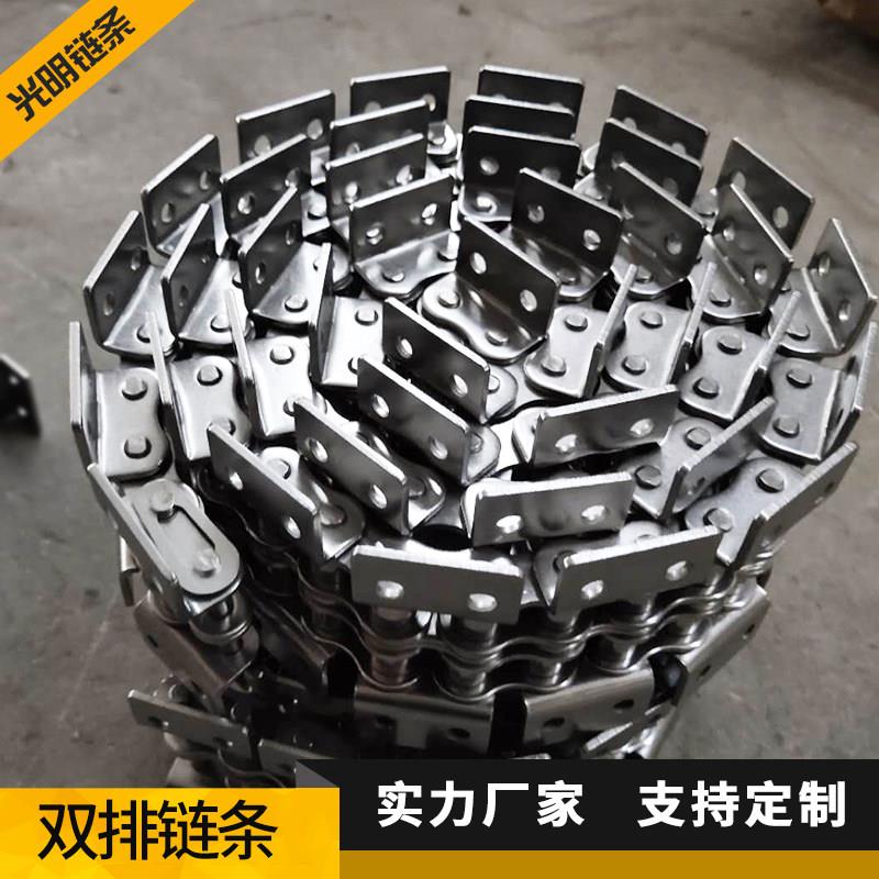 06B-2不锈钢双排链条4分5分08B双侧弯板带孔 尼龙滚珠双节距链条
