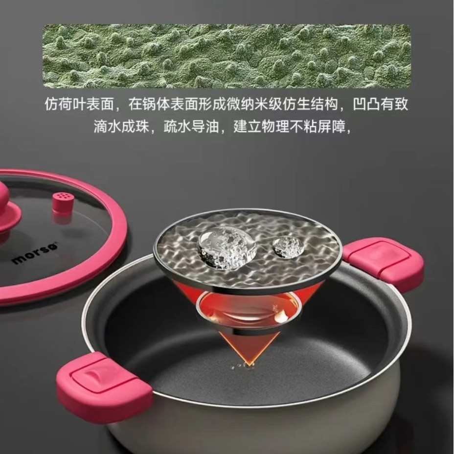 轻融碳0氟0涂层炉灶通用加厚炖煮煲汤锅不粘锅家用无涂层焖锅