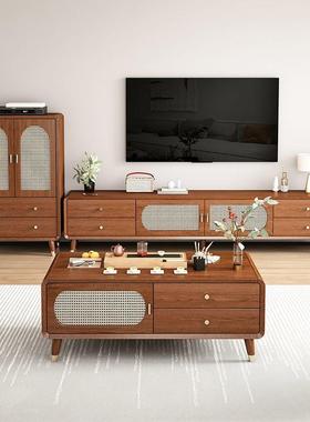 新款电实木框茶型几视柜一代体家用现简约小HBK户储物柜客厅边柜
